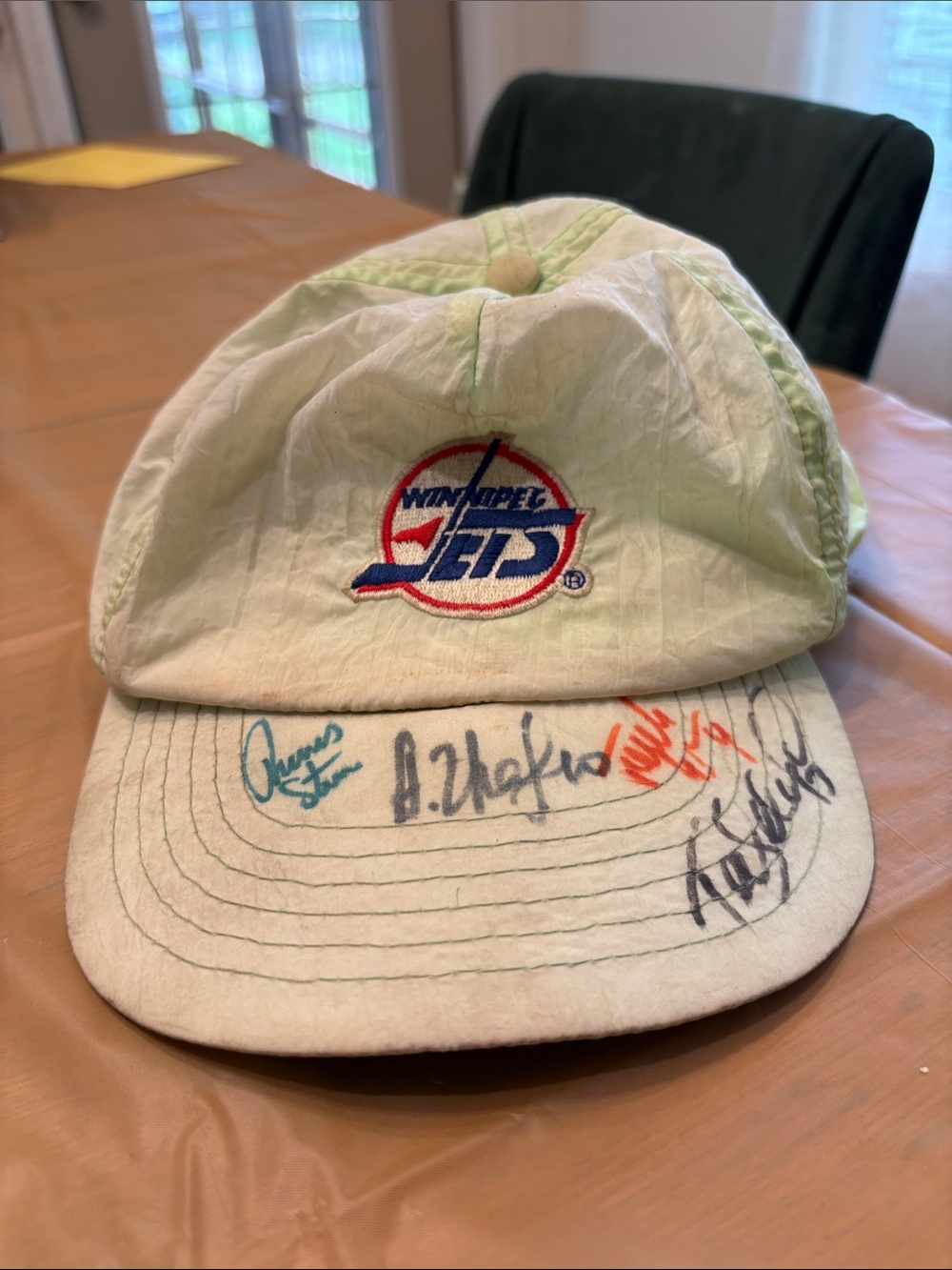 Autographed Youth Neon Green Winnipeg Jets Hat